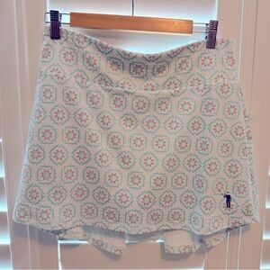 William Murray Golf White and Pink Patterned Mini Skirt